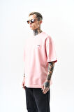 Erkek Respire Yazı Detaylı Oversize T-Shirt Somon