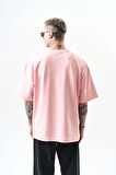 Erkek Respire Yazı Detaylı Oversize T-Shirt Somon