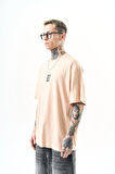 Erkek 13 Baskılı Oversize T-Shirt Bej