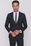  Siyah Torino Slim Fit Dar Kesim Jakarlı Desenli 6 Drop Takım Elbise