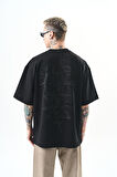 Erkek Just Hold Nakışlı Oversize T-Shirt Siyah