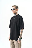 Erkek Just Hold Nakışlı Oversize T-Shirt Siyah