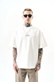 Erkek Just Hold Nakışlı Oversize T-Shirt Ekru