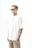 Erkek Just Hold Nakışlı Oversize T-Shirt Ekru