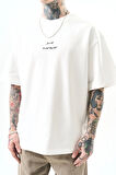 Erkek Just Hold Nakışlı Oversize T-Shirt Ekru