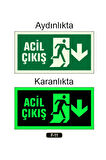 Fosforlu Acil Çıkış Yön Levhası Aşağı Yön