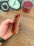 El Yapımı Hakiki & Gerçek Deri 2 Bölmeli Çıtçıtlı Minimal Kartlık Cüzdan (crazy Deri)