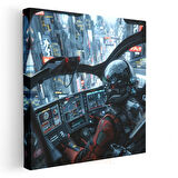 Sci-Fi Pilot - Gökdelen Manzarası Anime Kanvas Tablo