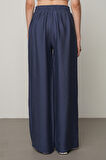 Kadın Düz Renk Beli Lastikli Bol Paça Pantolon