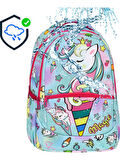 Yeşil Magic Unicorn Figürlü Kız İlkokul Sırt Çantası + Beslenme Çantası (2305)