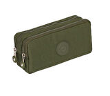 Relaxion Haki İki Gözlü Krinkıl Kumaş Kalem Çantası Kalemlik 124