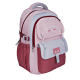 Relaxion Yeni Sezon, Kalemlikli, Pembe-Kırmızı İthal Premium Okul Sırt Çantası (1515)