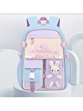 Relaxion 1460 Açık Mavi Lila İthal Kore Tarzı Unisex Çocuk İlkokul Sırt Çantası