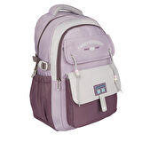 Relaxion Yeni Sezon, Kalemlikli, Lila-Gri İthal Premium Okul Sırt Çantası (1515)
