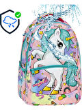 Yeşil Unicorn Desenli Kız İlkokul Sırt Çantası + Beslenme Çantası (2306)