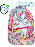 Pembe Unicorn Desenli Kız İlkokul Sırt Çantası + Beslenme Çantası (2307)