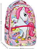 Pembe Unicorn Desenli Kız İlkokul Sırt Çantası + Beslenme Çantası (2307)