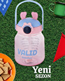 Relaxion Hediyeli, İthal Lüx Kulaklı Pembe Matara/Suluk 1100 Ml (446)