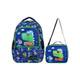 Waddell Dino Desenli Embos İlkokul Çantası Beslenme Çantalı 24201