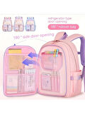 Relaxion 1460 Açık Pembe Mavi İthal Kore Tarzı Unisex Çocuk İlkokul Sırt Çantası