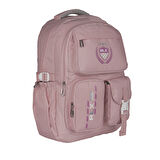 Relaxion Su Geçirmez Çok Gözlü Okul Sırt Çantası Pudra 2058