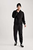 DeFacto Jogger Gabardin Pantolon Regular Beli Bağcıklı Cepli Lastikli Paça B7493AX24SPBK81