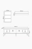 Tuna Duvar Ünitesi Beyaz Raflı Cam Kapaklı TV Sehpası Takımı 160 cm Alt Modül + 2 Duvar Rafı