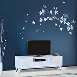 Mindy Tv Sehpası Beyaz 2 Kapaklı 1 Çekmeceli Gold Halkalı Kulplu 160x36x50 Cm