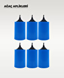 Kot Mavi Silindir Ağaç Feneri - 6 Adet