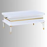 Riva Akıllı Sehpa Beyaz Gold 4 Fonksiyonlu Mebran Kaplama Modern Tasarım 90x39x60 Cm