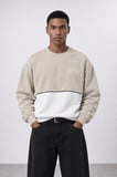 Erkek Not Basic Project Nakışlı Oversize Sweatshirt Bej