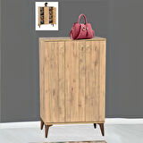 Sinbo Ayakkabılık Atlantik Çam 3 Kapaklı Raflı Yüksek Ayaklı Çok Gözlü Ayakkabı Dolabı 90x34x105 Cm