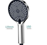 Geniş Kafalı Siyah Büyük Kaliteli Tazyikli Sağlam 5 Fonksiyonlu Siyah Krom Gövde Duş Başlığı