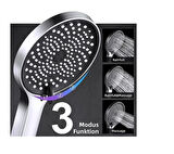 Geniş Kafalı Siyah Büyük Kaliteli Tazyikli Sağlam 5 Fonksiyonlu Siyah Krom Gövde Duş Başlığı