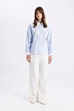 DeFacto Relax Fit Fermuarlı Poplin Uzun Kollu Tesettür Gömlek Tunik C7826AX24SMBE745