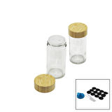 12 PCS TAKIM YUVARLAK CAM BAHARATLIK - TUZLUK BAMBU KAPAKLI (5250)