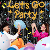 Siyah Renk Ekstra Metalize Parlak Saçaklı Arka Fon Perde İthal A Kalite 1x2 Metre (5250)