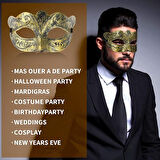 Altın Renk Eskitme Maskeli Balo Maskesi – Venedik Tarzı Parti Maskesi (5250)