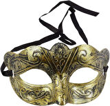 Altın Renk Eskitme Maskeli Balo Maskesi – Venedik Tarzı Parti Maskesi (5250)