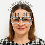 İt&apos;s My Birthday Yazılı Taç ve Mum Şekilli Gözlük Seti Gümüş Renk (5250)