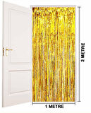 Altın Gold Renk Ekstra Metalize Parlak Saçaklı Arka Fon Perde İthal A Kalite 1x2 Metre (5250)