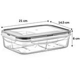 4 Bölmeli Sızdırmaz Contalı Kilitli Kapaklı 1 Litre Erzak Saklama Kabı -LC520 (5250)