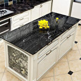 Mermer Desenli Masa Tezgah Mutfak Su Geçirmez Yapışkanlı Folyo Sticker Siyah 5x0,6m (5250)