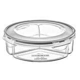 3 Bölmeli Sızdırmaz Contalı Kilitli Kapaklı 1,35 Litre yuvarlak Erzak Saklama Kabı LC-500 (5250)