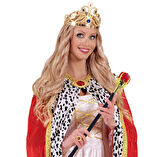 Taşlı Altın Renk Prenses Tacı ve Kırmızı Kraliyet Prenses Asası (5250)