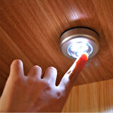 Kablosuz Spot Pilli Dokunmatik Led Lamba 3 Ledli Dolap Lambası (5250)