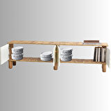 Lidya Duvar Ünitesi Atlantik Çam Krem Renkli 180 cm TV Sehpası + Dekoratif Raf Takımı