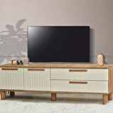 Dia Tv Sehpası 2 Kapaklı Ve 2 Çekmeceli Tasarım Atlantik Çam Krem - 160x35x52 Cm