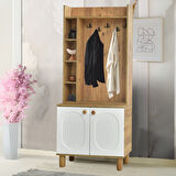Lidya Portmanto Askılıklı Dolap Atlantik Çam Beyaz Ayakkabılık 80x37x195 cm