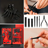 24 Parça Kendiliğinden Deri Çantalı Seyahat Tipi Manikür Pedikür Seti (5256)